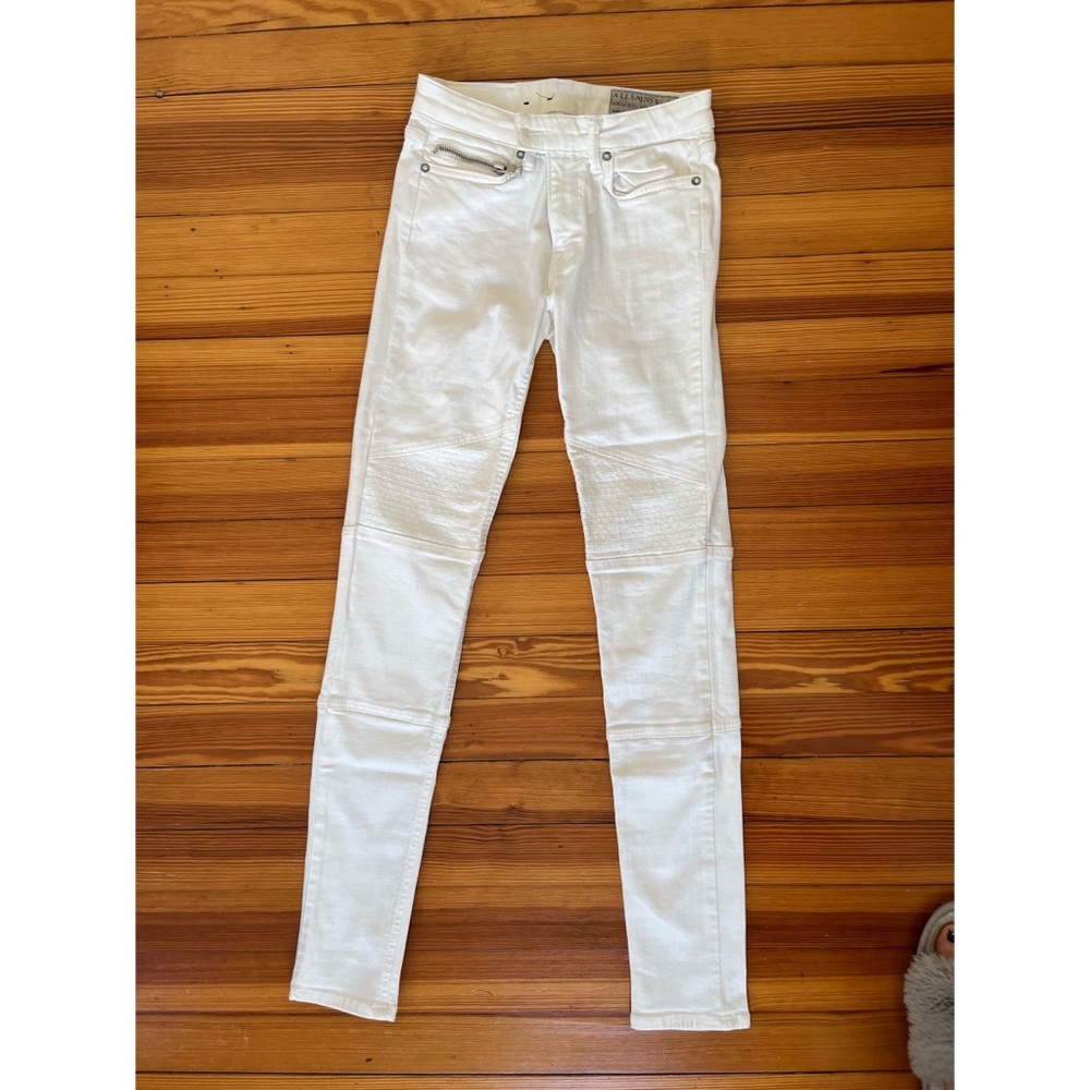 Allsaints White Denim Moto Jeans